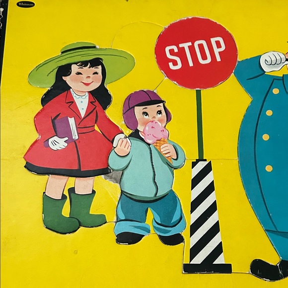 Vintage Whitman Frame 50s Tray Pre-School Picture Puzzle -Crosswalk - Picture 10 of 14